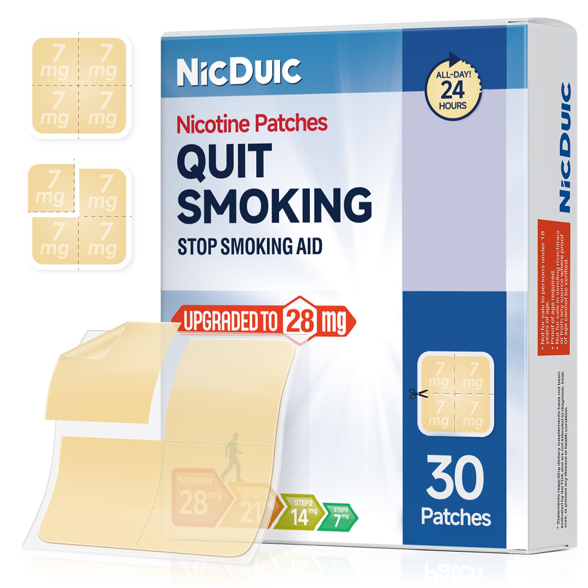 NicDuic patch on the arm for steady release and cravings support.