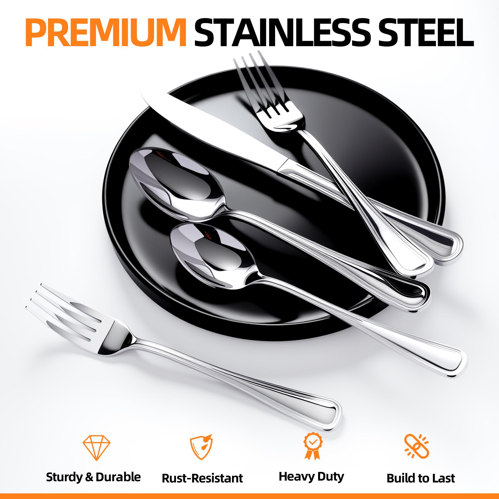 Nice Kitchen 40-piece spoons with a mirror-polished finish for smooth scooping
