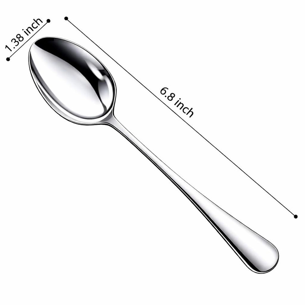 Nice Kitchen teaspoon close-up shows smooth edges and bright mirror polish