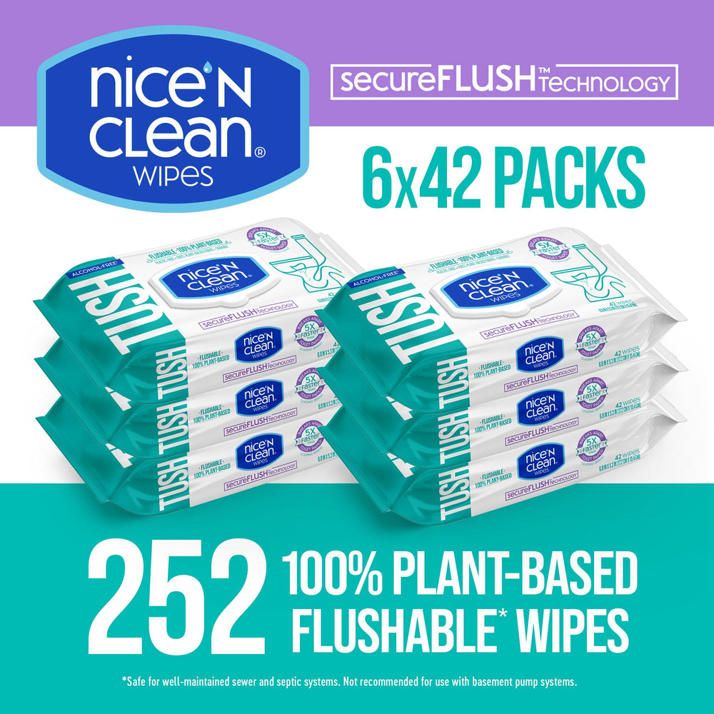 Nice ’N CLEAN SecureFLUSH bathroom-use scenario beside sink for quick refreshment.