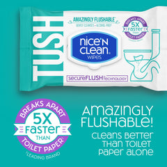 Nice ’N CLEAN SecureFLUSH pack flip-top lid, resealable for on-the-go convenience.