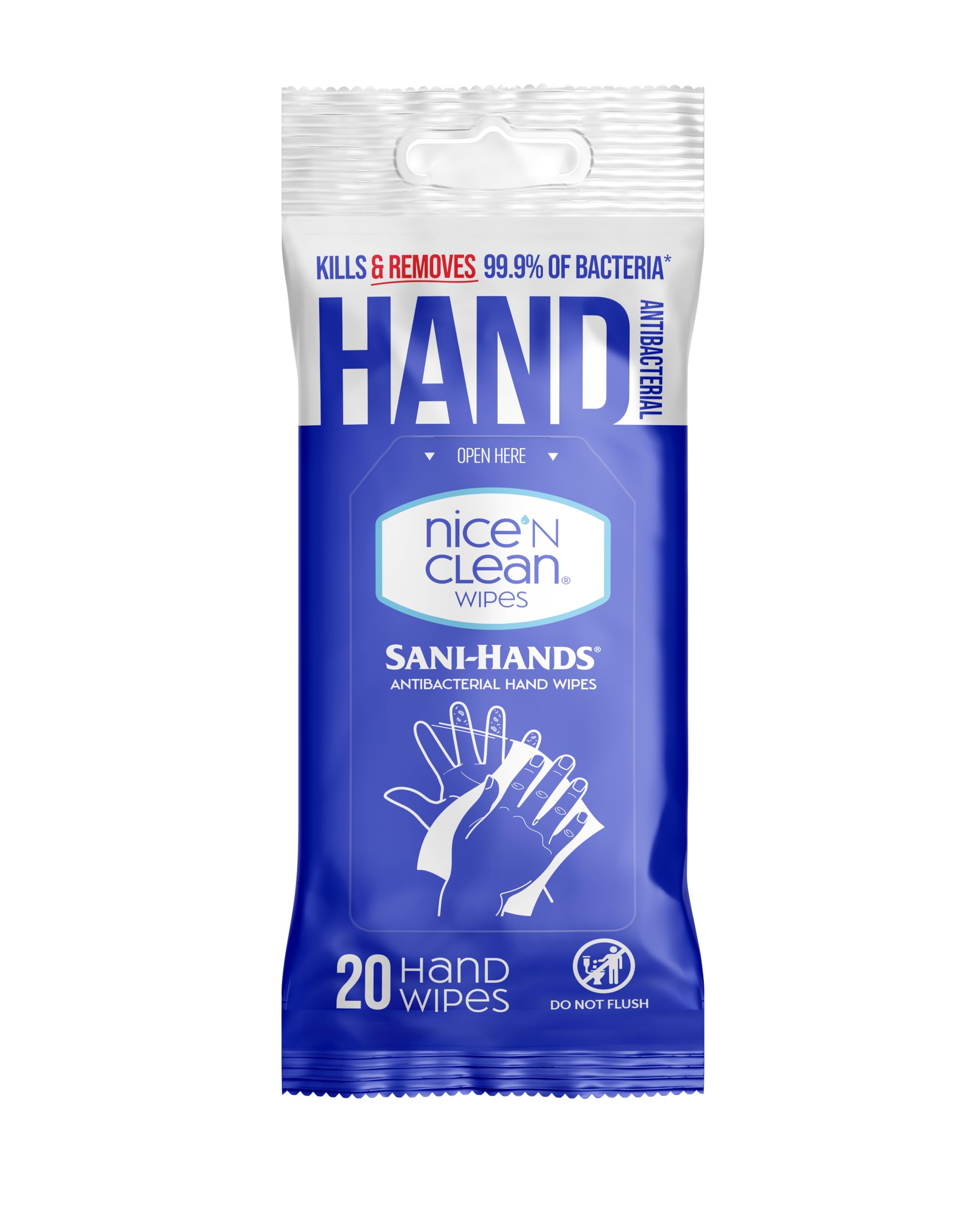 Nice 'N Clean hands using a wipe for clean hands