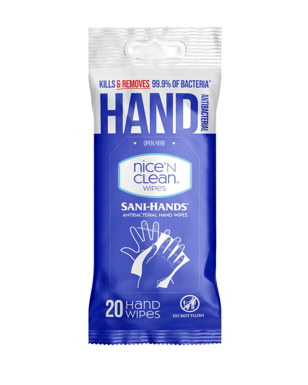 Nice 'N Clean hands using a wipe for clean hands