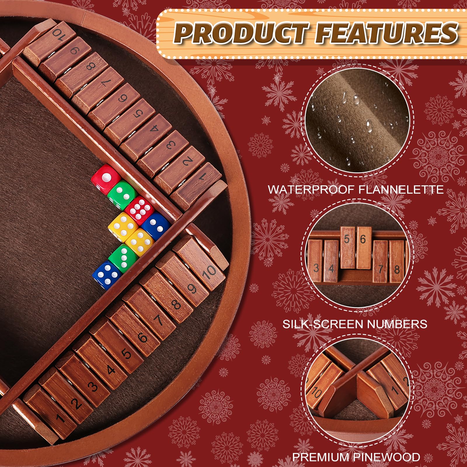 Nicecho Shut The Box felt surface reduces noise during play