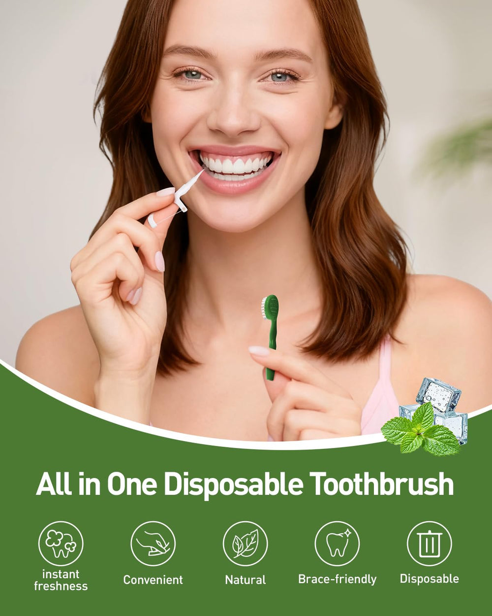 nicedae mint-flavored pre-filled paste for quick on-the-go brushing.