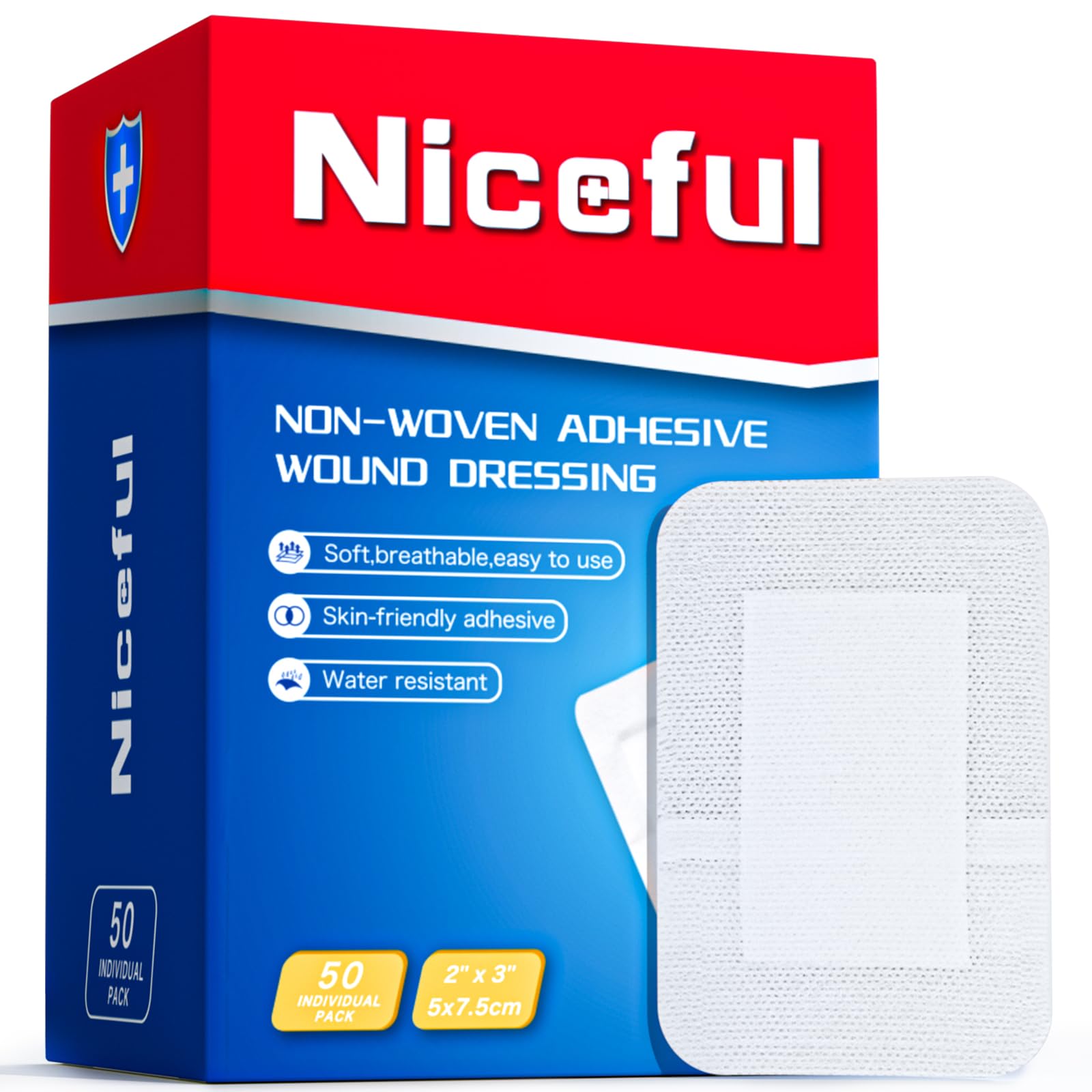 Niceful Island Dressing 2x3 front view for discreet wound protection.