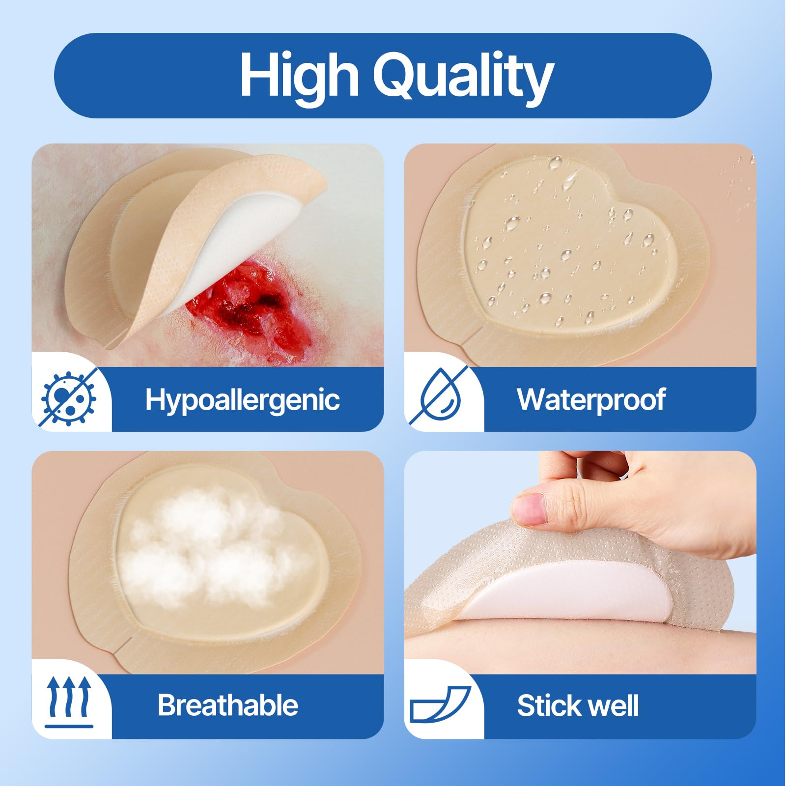 Niceful large-bandage image highlights coverage for larger sacral wounds and post-op care.