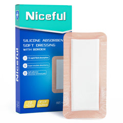 Niceful silicone dressing with 4x8 absorbent pad for heavy exudate management