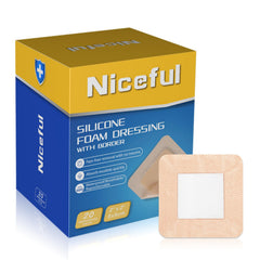 Niceful silicone foam dressing border 2x2 inch on skin for secure coverage