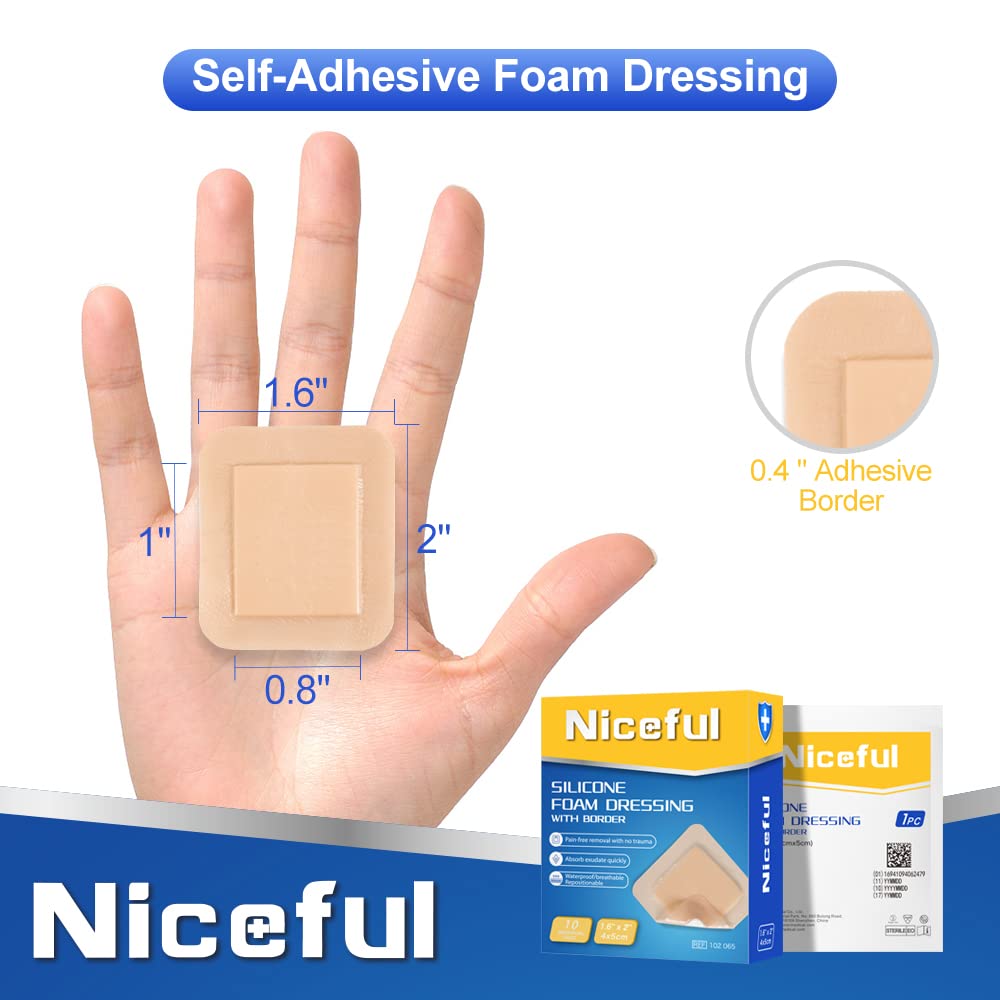 Soft border of Niceful dressing applied to skin for comfortable wear