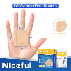 Soft border of Niceful dressing applied to skin for comfortable wear