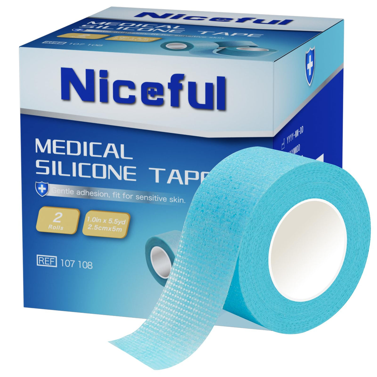Niceful silicone tape in blue for waterproof wound care and secure adhesion