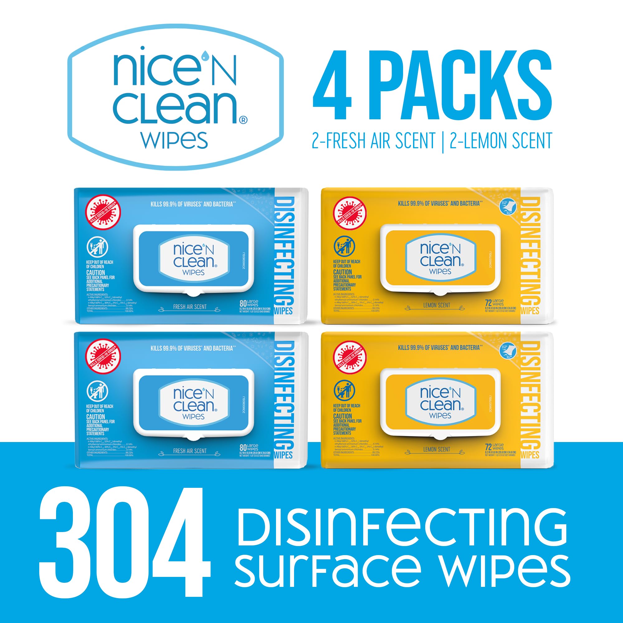 Close-up of Nice 'N Clean disinfecting wipe solution for versatile surface sanitation