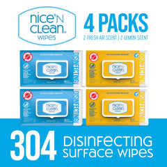 Close-up of Nice 'N Clean disinfecting wipe solution for versatile surface sanitation