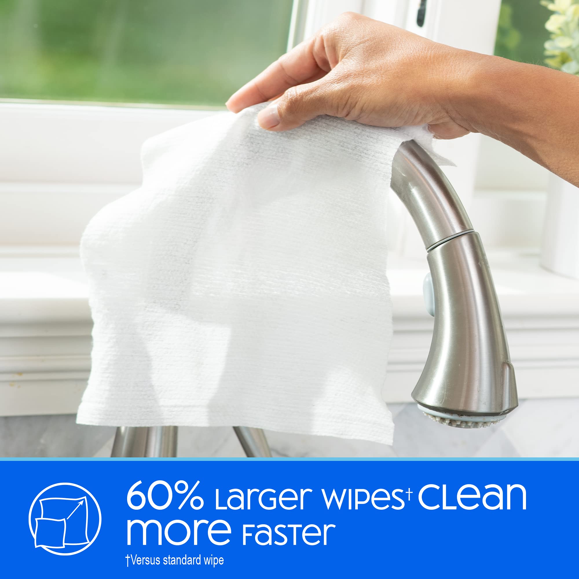 Nice 'N Clean wipes used in bathroom for quick disinfection