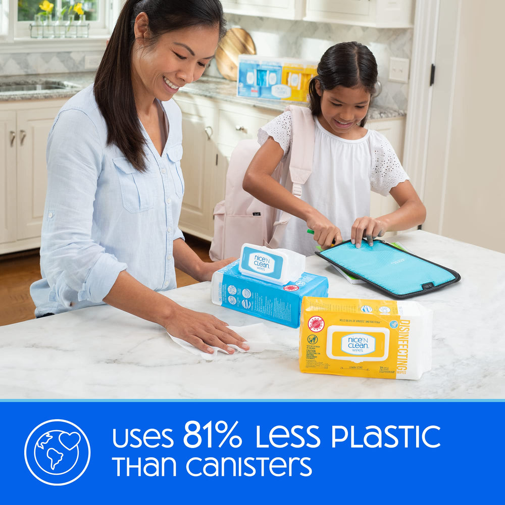 Nice 'N Clean wipes packaged with renewable plant-based fibers