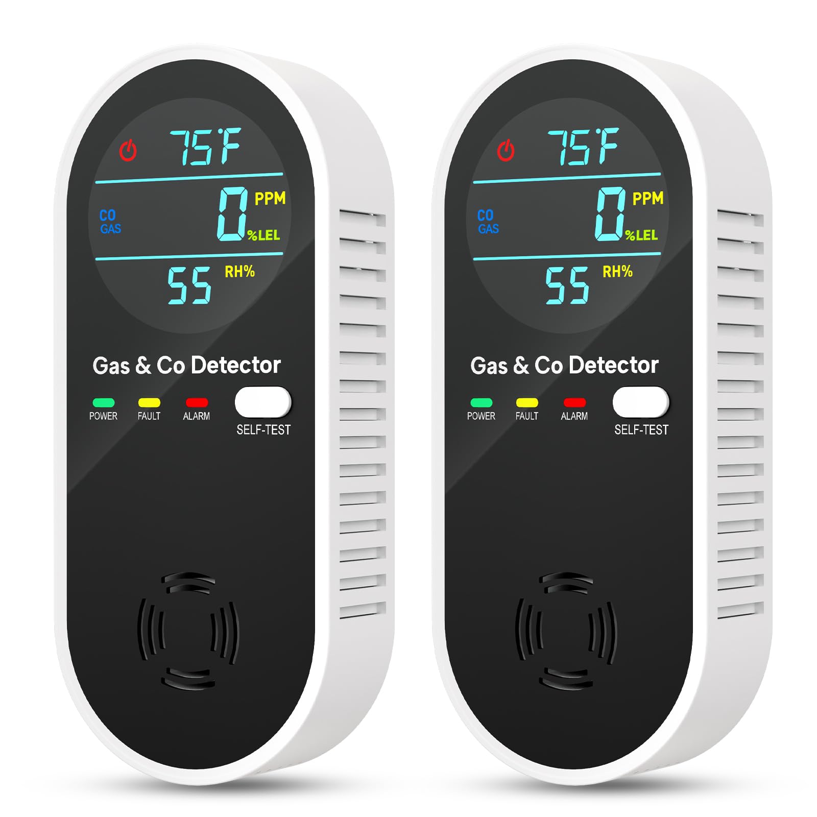 NICGOL 4-in-1 detector front view detects gas and CO for proactive safety.