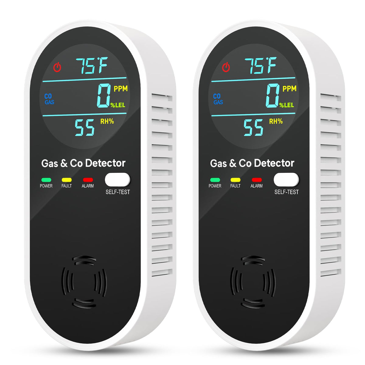 NICGOL 4-in-1 detector front view detects gas and CO for proactive safety.