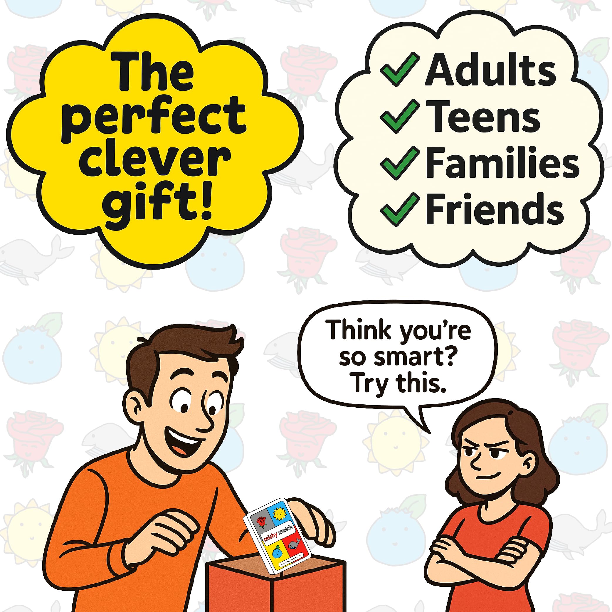 Instruction cards simplify Mishy Match setup and play