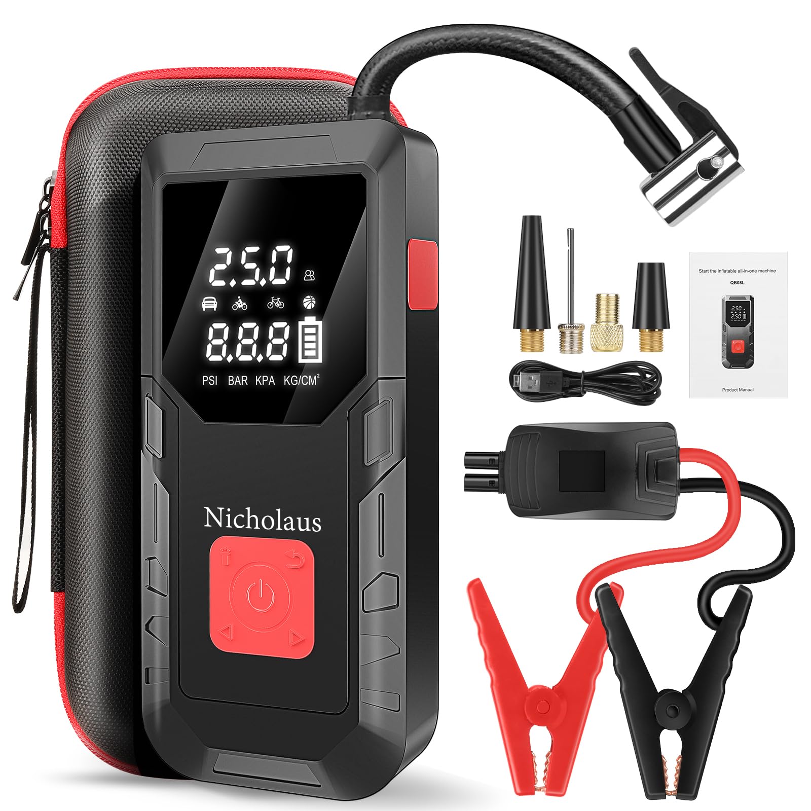 Nicholaus QB08L jump starter with compact form for quick engine starts