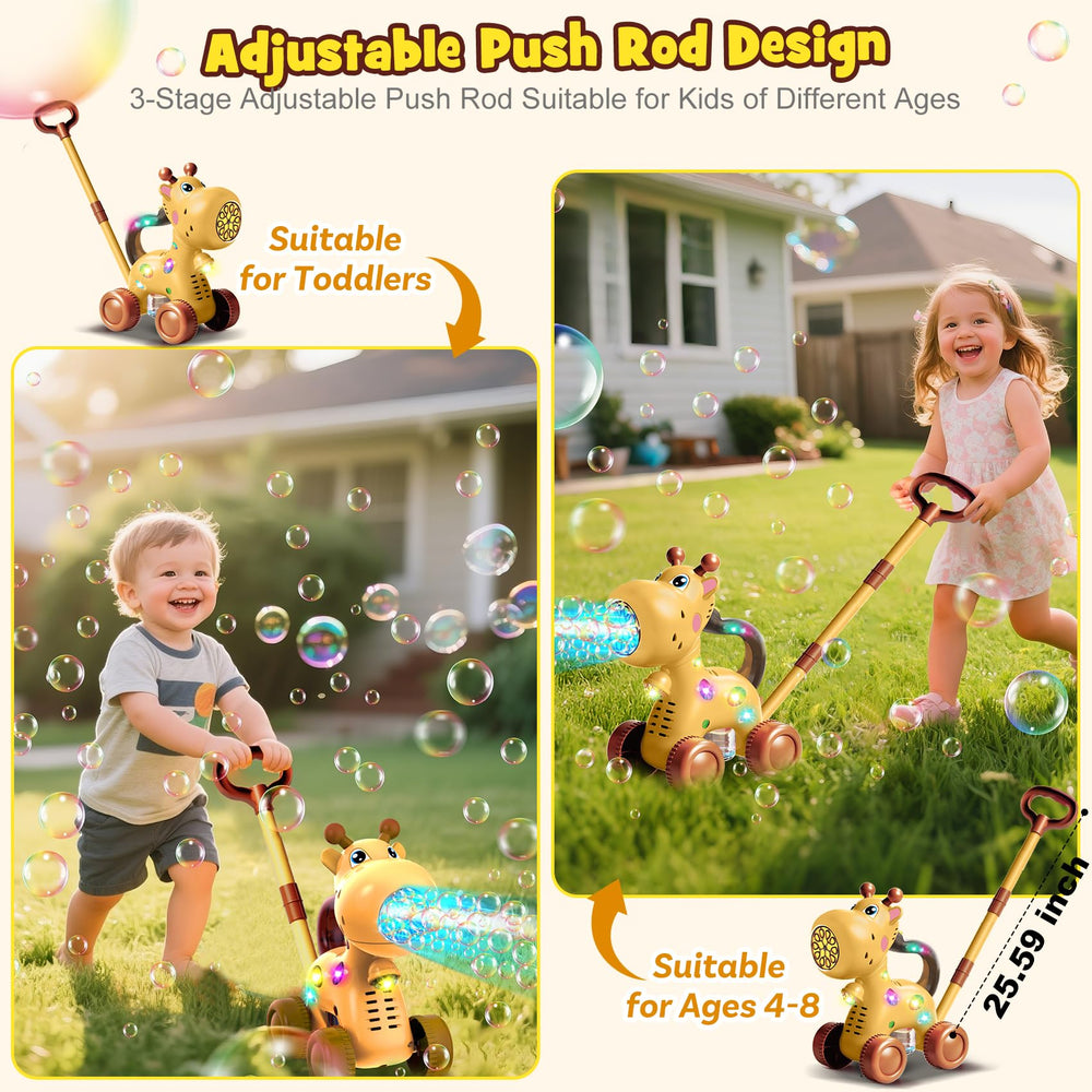 Nicmore bubble machine with two 90ml solution bottles for extended play.