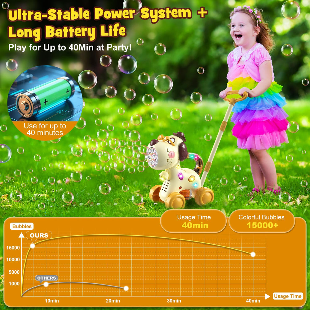 Nicmore rechargeable battery bubble machine for longer play sessions outdoors.