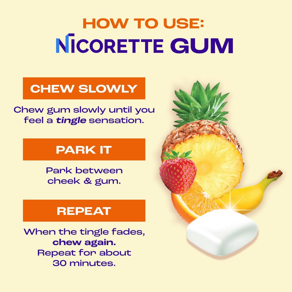Nicorette Fruit Chill on-the-go use in bag or car.