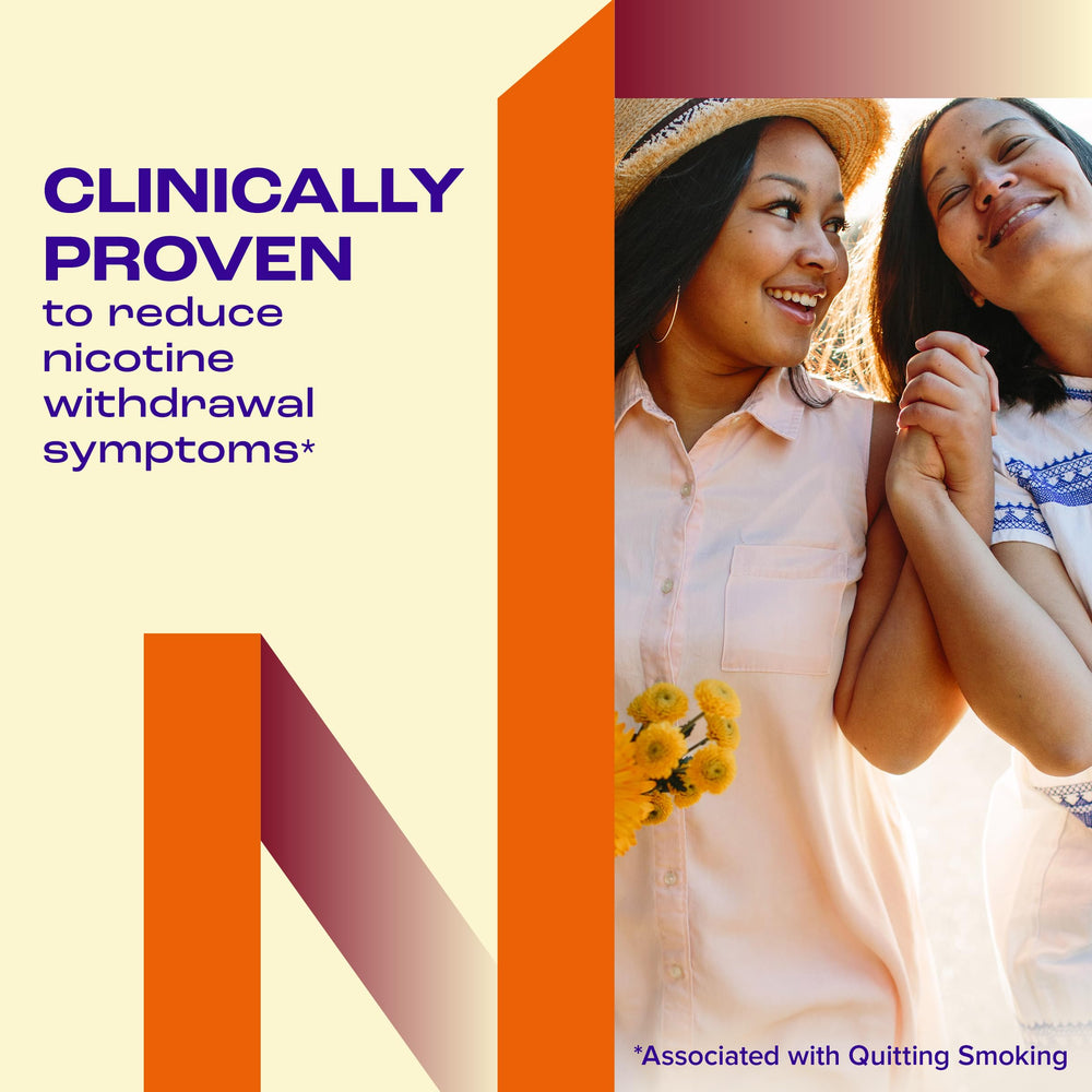 Nicorette Fruit Chill gum piece in hand for on-the-go use.