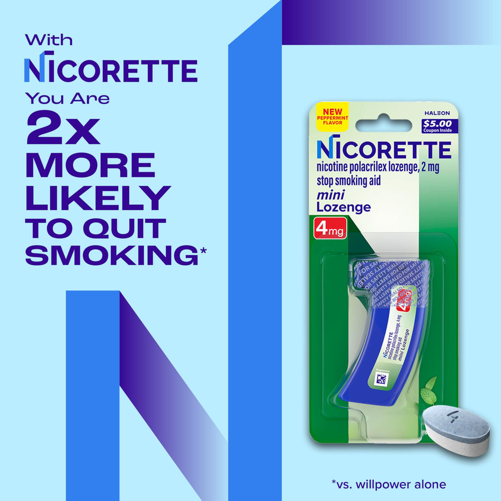 Nicorette Mini Lozenges Peppermint flavor in a compact unit