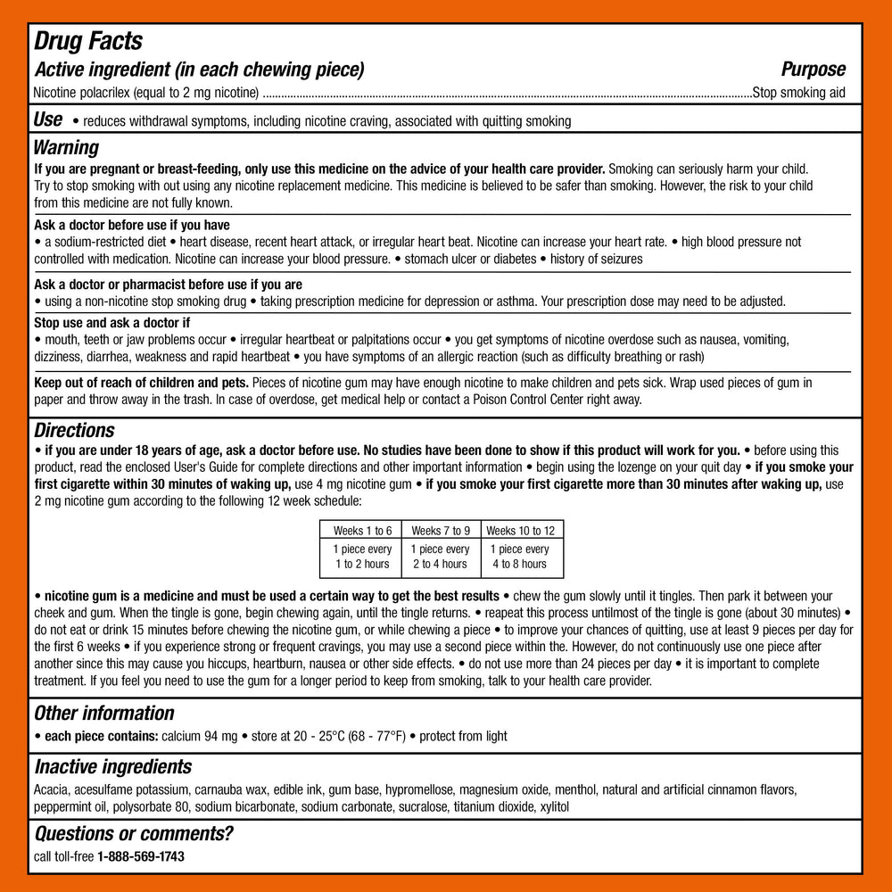 Nicorette strong cravings second piece option for fast relief.