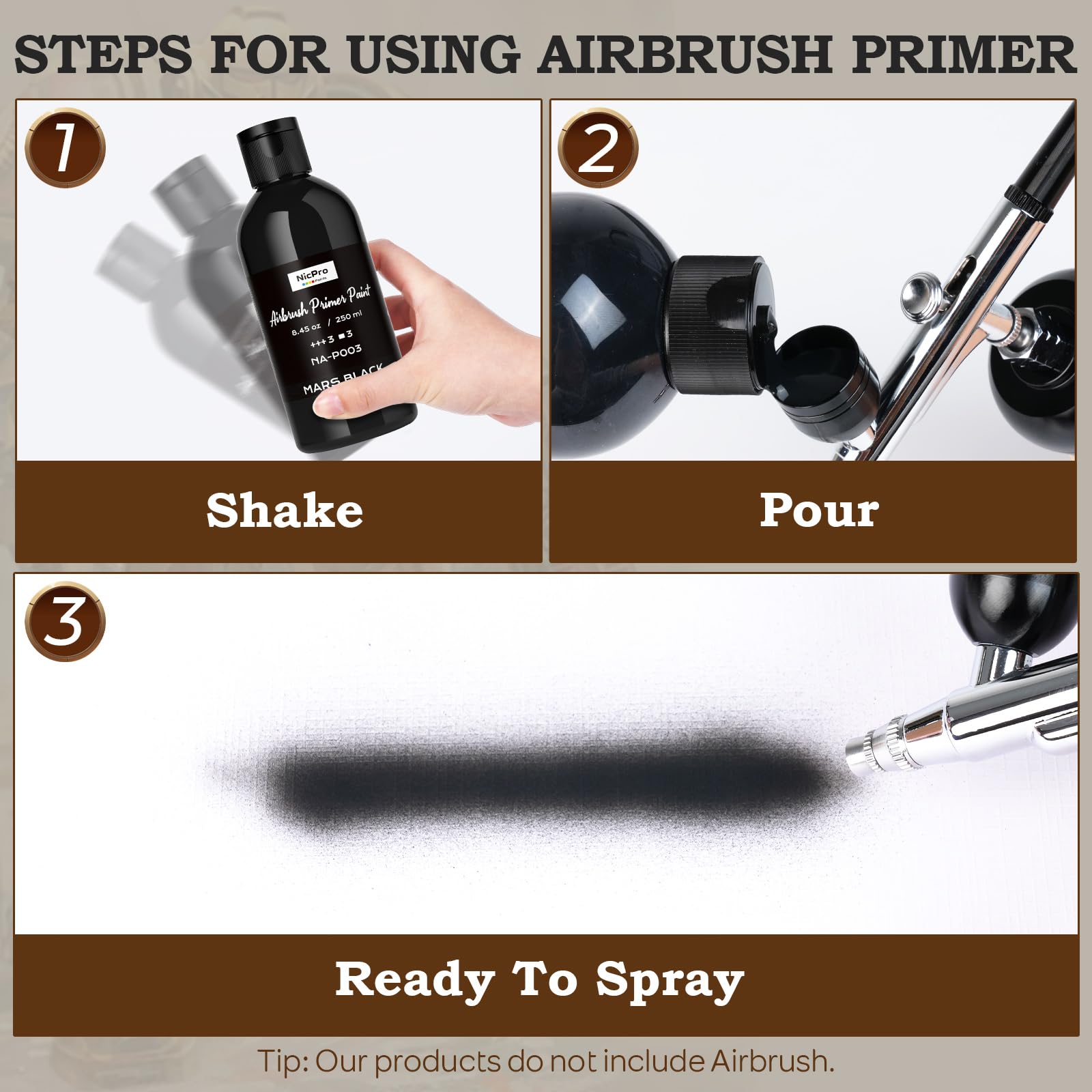 Matte finish Nicpro primer dries to a durable surface on a model