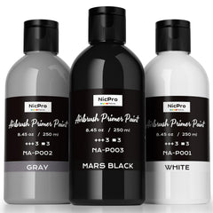 Nicpro airbrush primer set in black gray white provides a smooth base for modeling