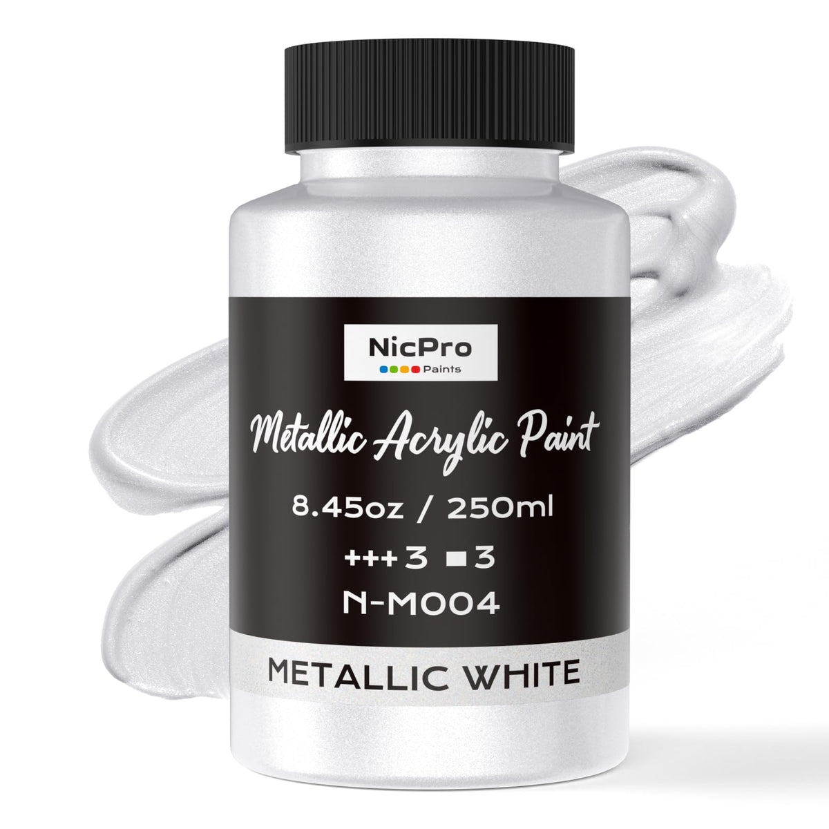 Nicpro pearl white acrylic paint bottle showing pearlescent finish for crafts