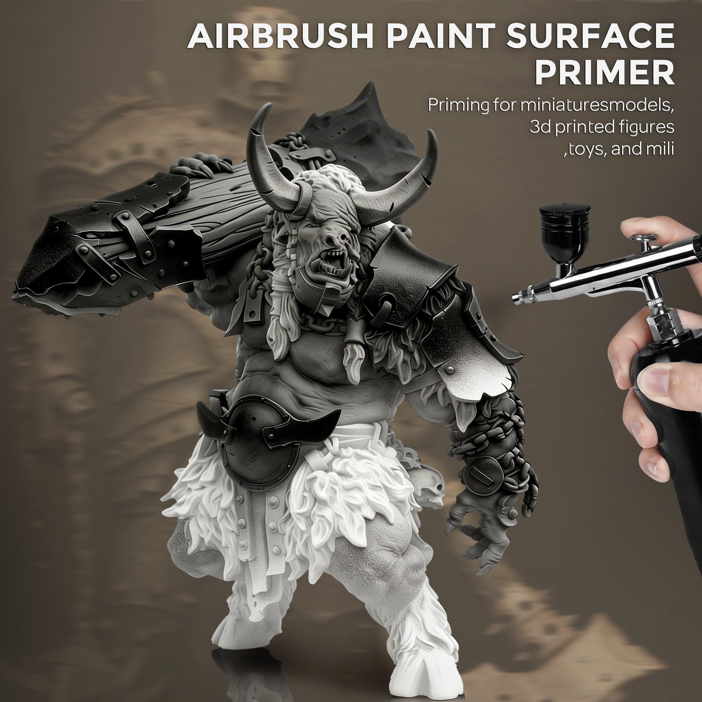 Nicpro primer bottle shown ready to spray for even coverage on plastic and resin miniatures