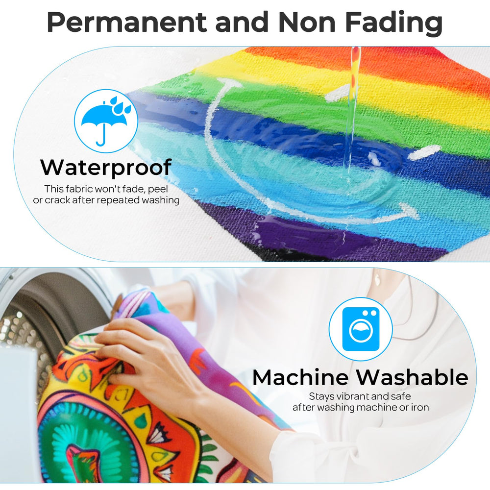 Nicpro quick-dry fabric paint on a shirt demonstrates flexible finish.