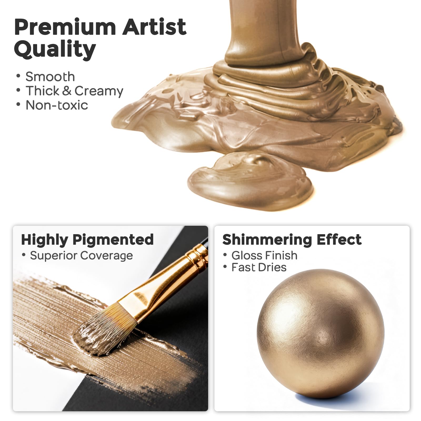 Nicpro Sahara Gold brush-stroke closeup highlighting creamy metallic texture