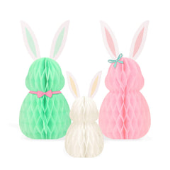 Nicrolandee Easter Bunny Honeycomb Centerpiece set in green, pink, ivory, ideal for festive tables