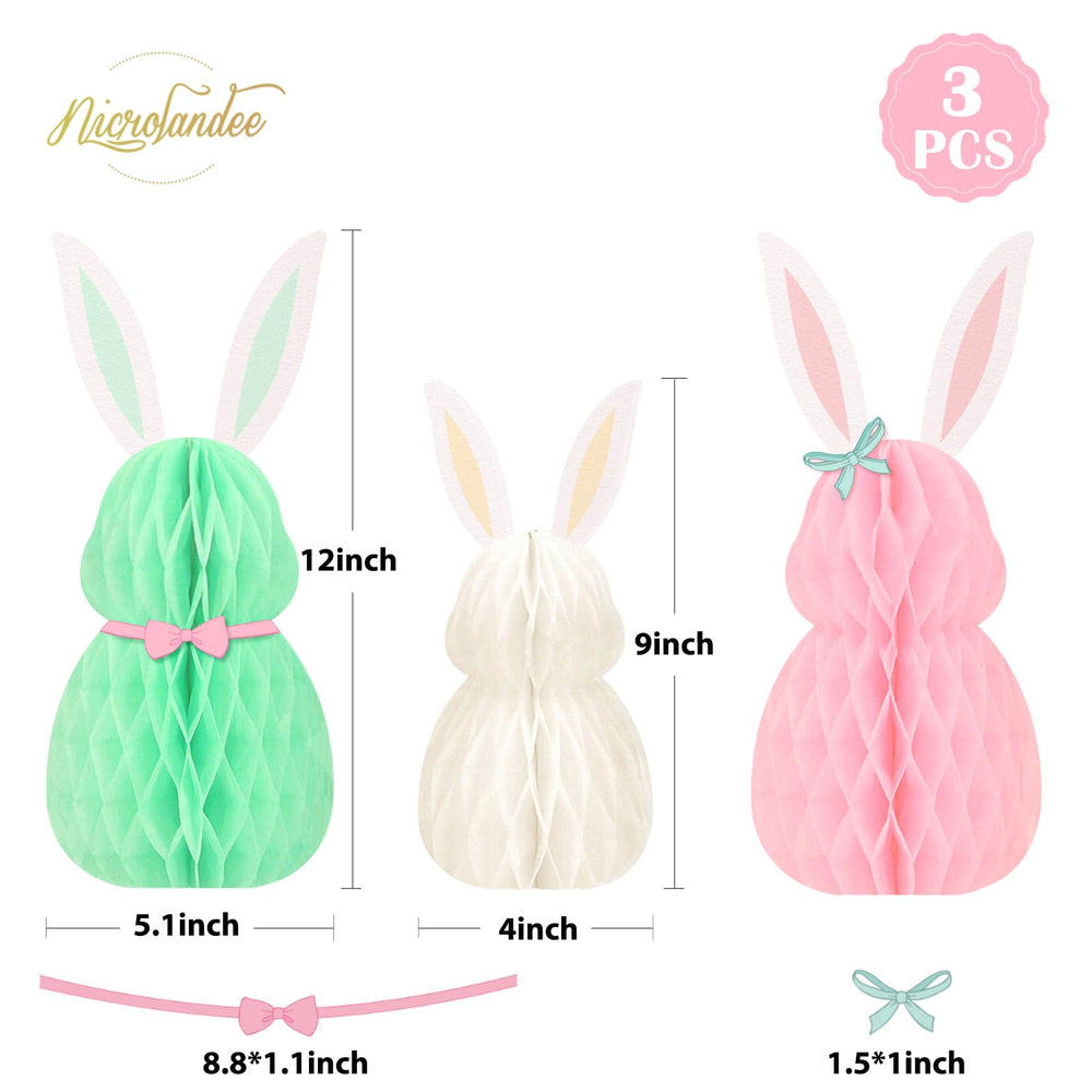 Nicrolandee Easter Bunny Honeycomb Centerpiece shown from the front for playful charm