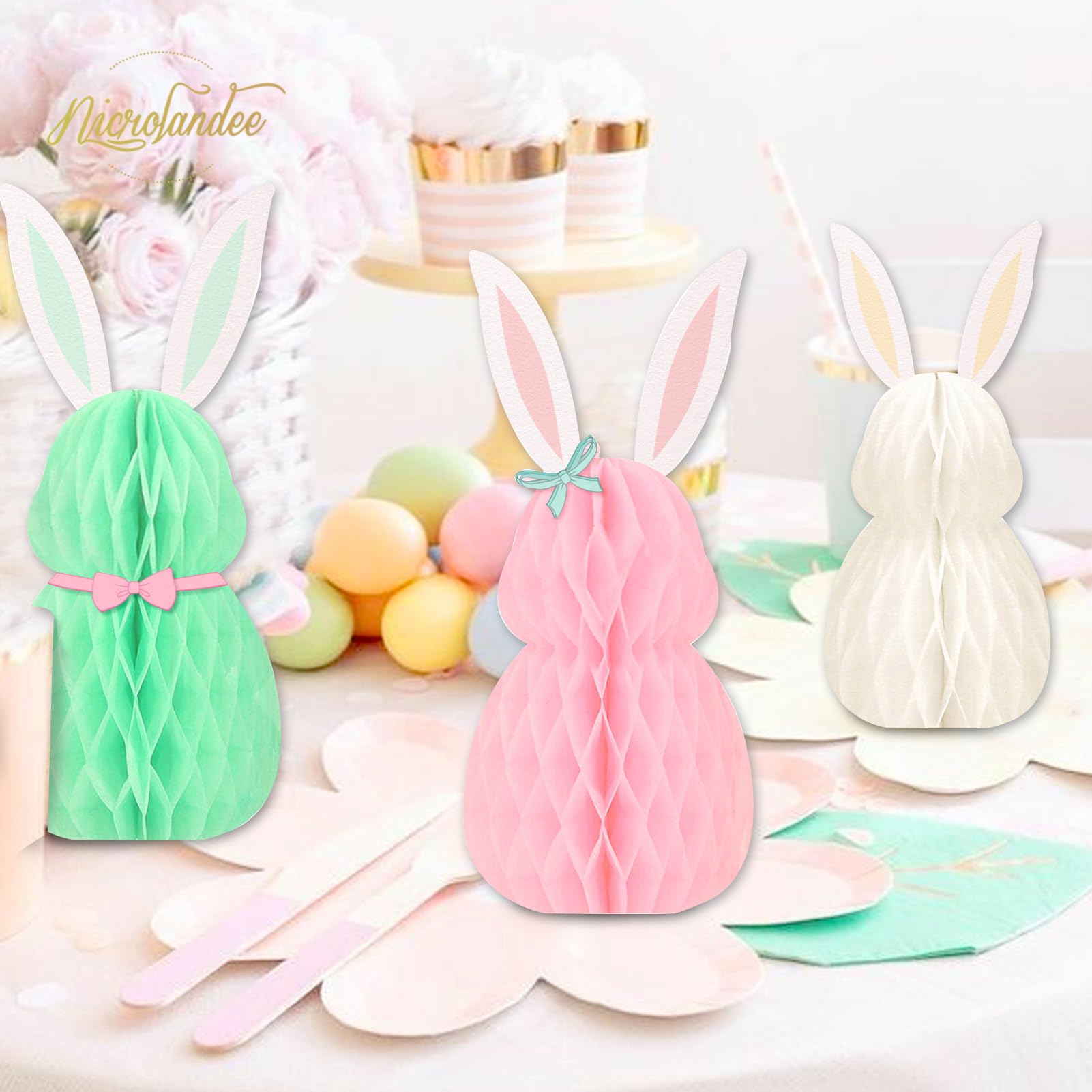 Nicrolandee Easter Bunny Honeycomb Centerpiece as holiday decor accent