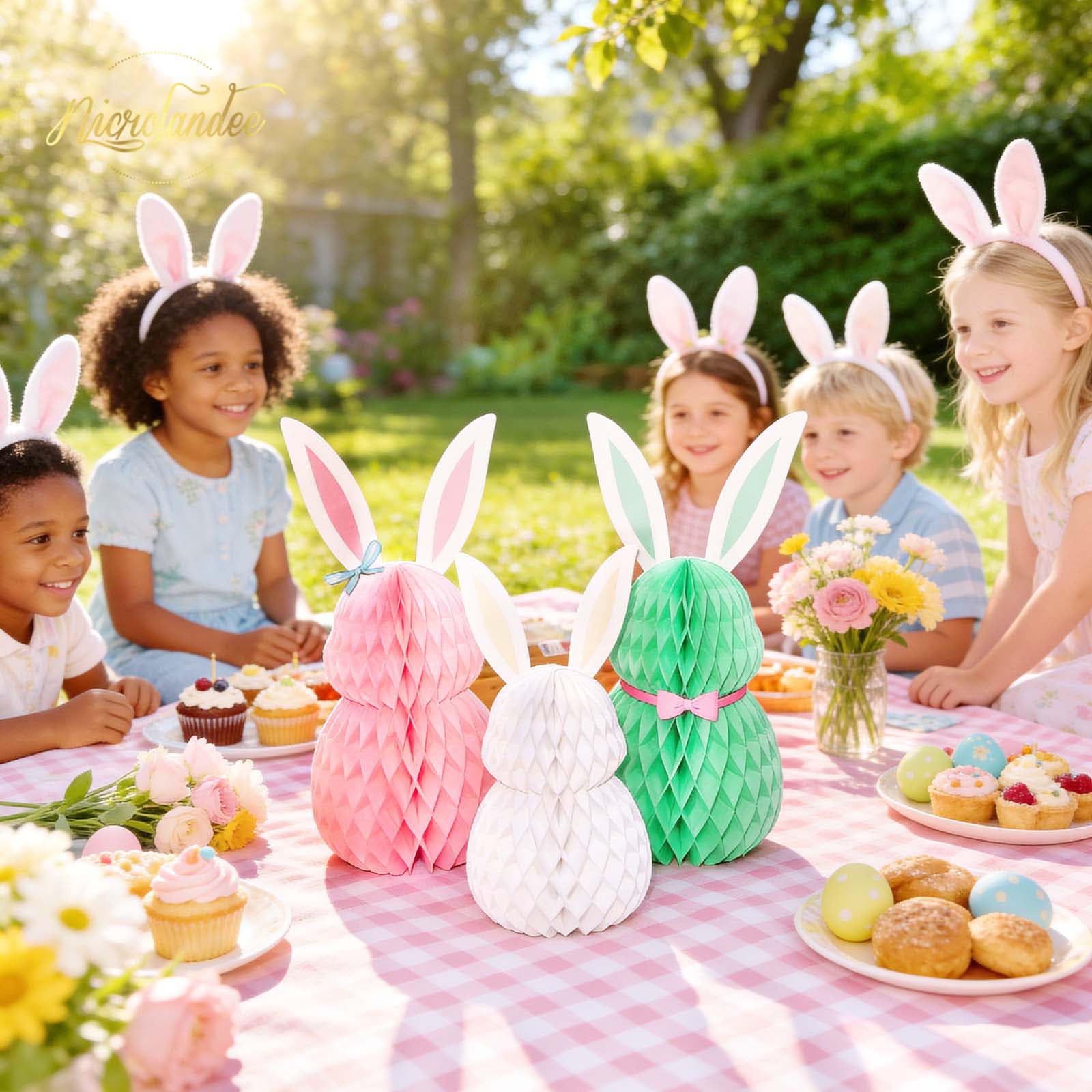 Nicrolandee Easter Bunny Honeycomb Centerpiece packaging and storage concept