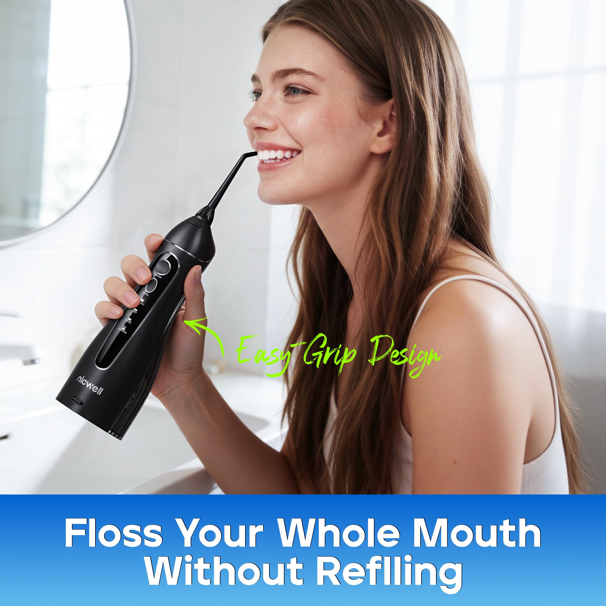 Nicwell Water Dental Flosser detachable water tank for easy filling and cleaning.