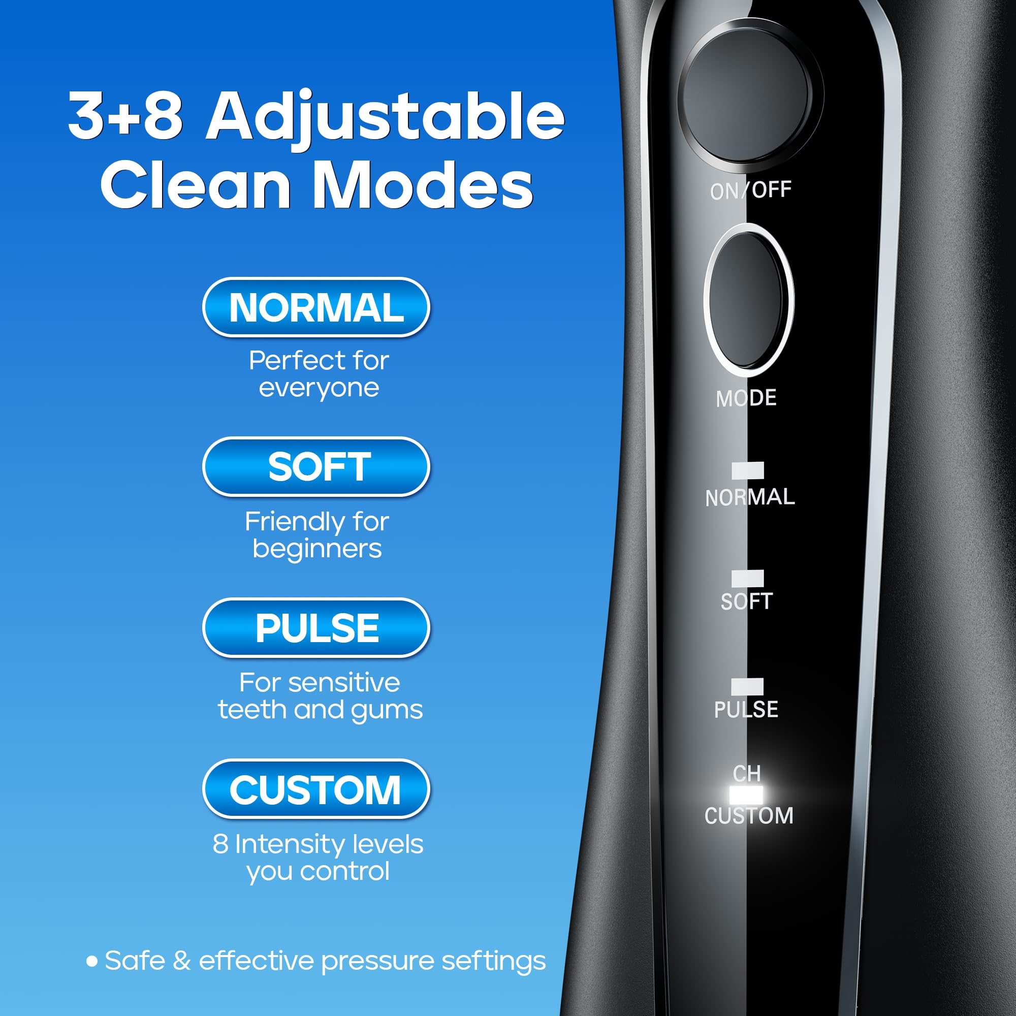 Nicwell Water Dental Flosser five included tips for versatile cleaning.
