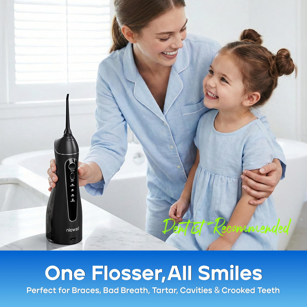 Nicwell Water Flosser whisper-quiet motor for quiet mornings.