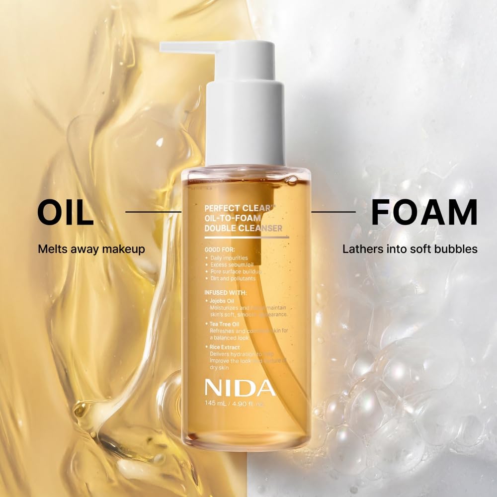 NIDA Perfect Clear foaming texture close-up shows gentle deep cleanse