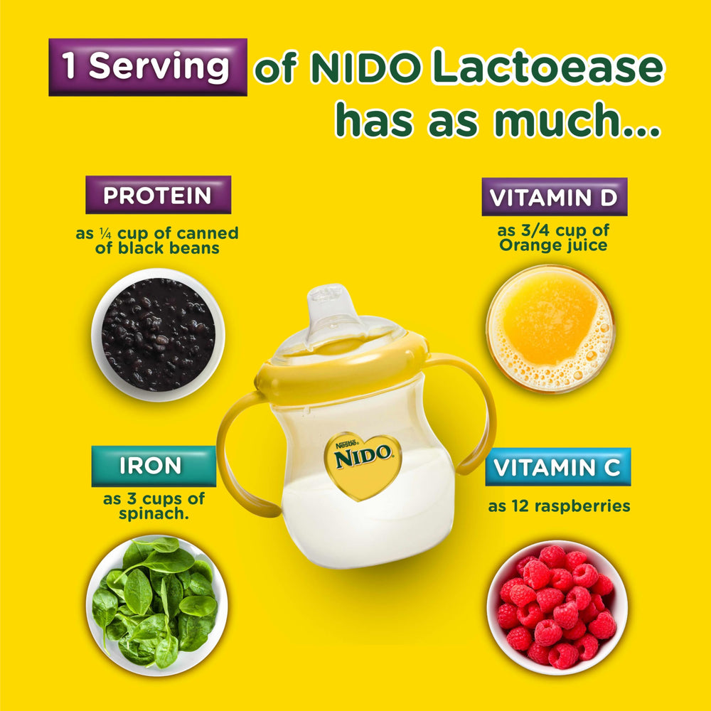 Nido Lacto-Ease poured into cup for a kid-friendly mealtime.