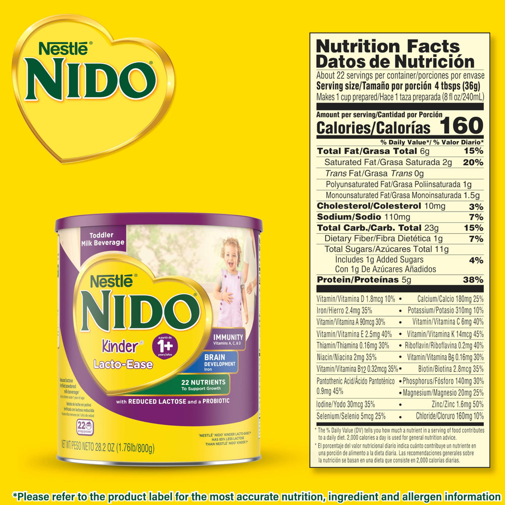 Nido Lacto-Ease powder scoop enables easy portioning for toddlers.
