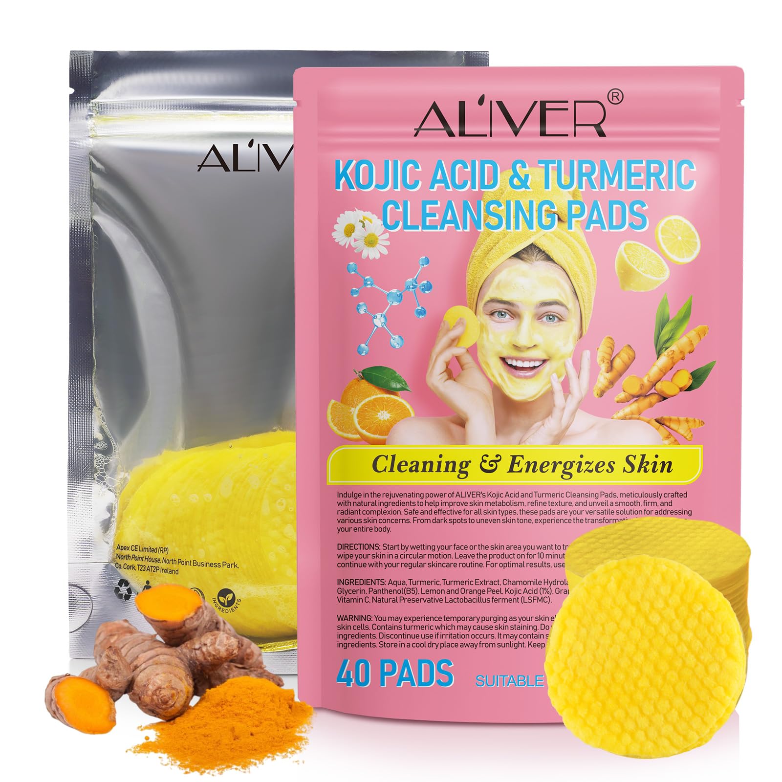 NIFEISHI turmeric kojic cleansing pad helps control oil and shine.