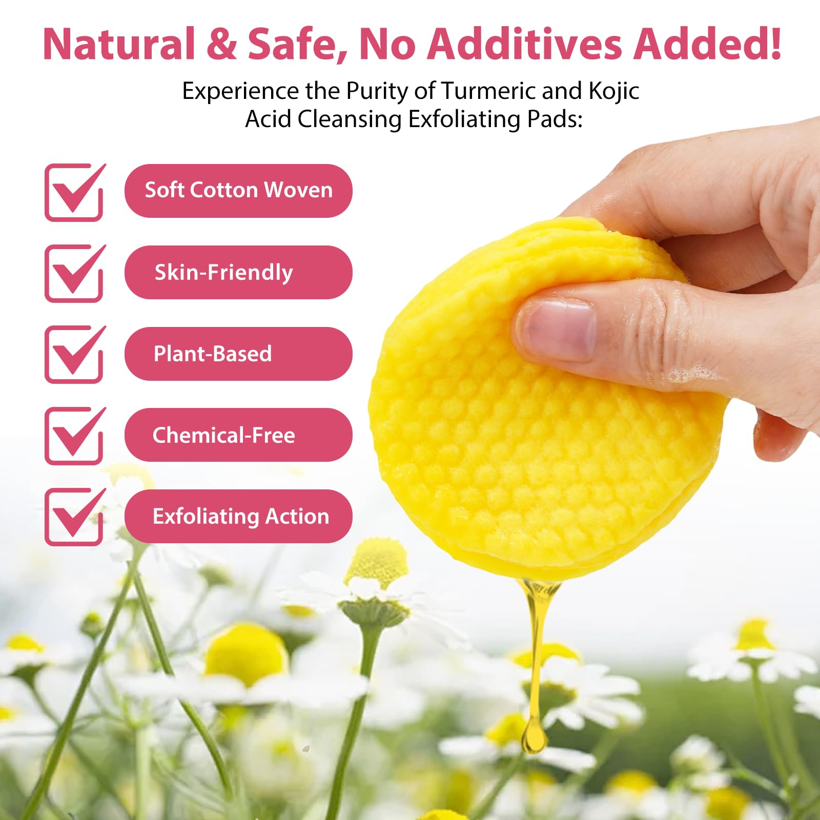 NIFEISHI turmeric kojic cleansing pad with vitamins B5 and C for daily support.