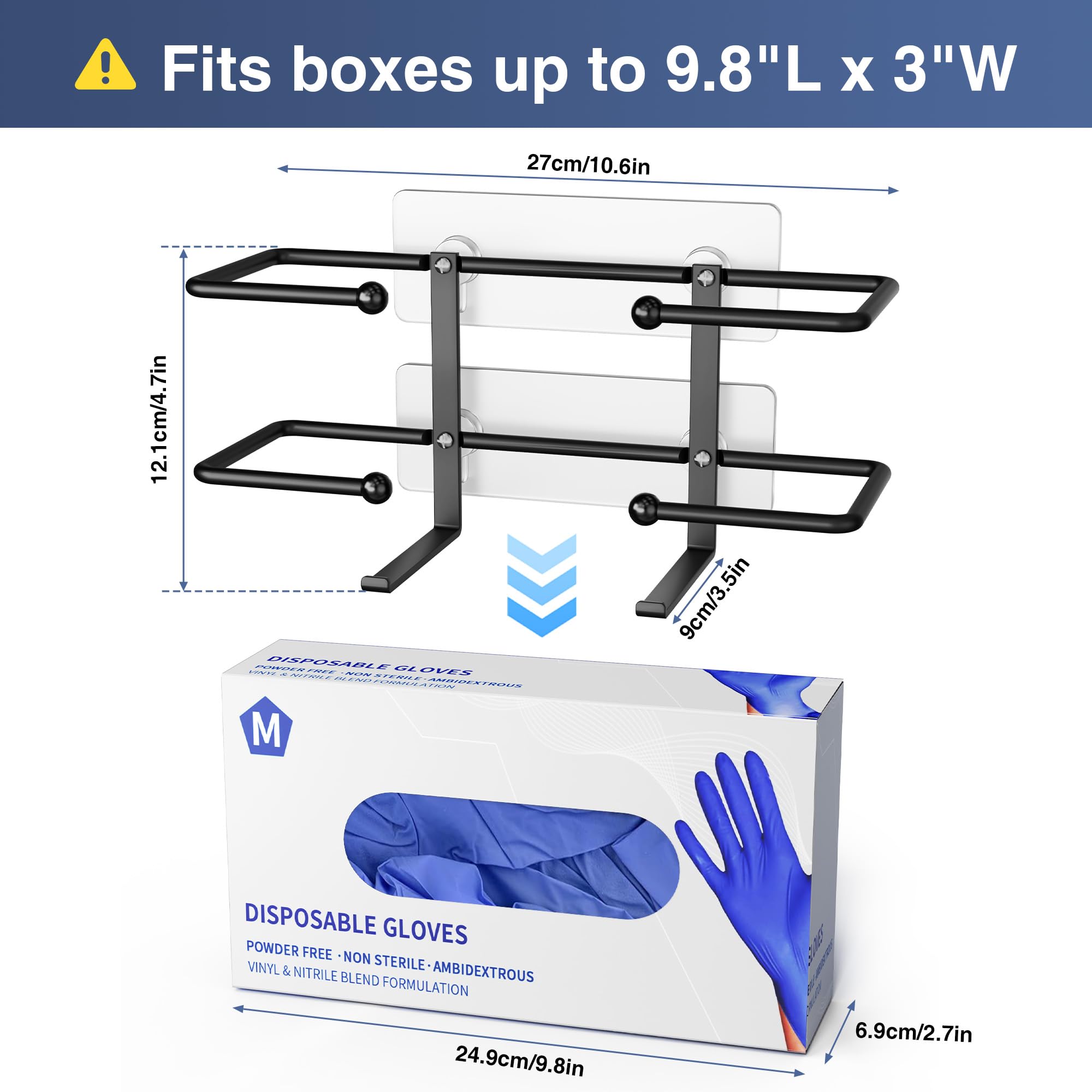 Niffgaff Glove Box Holder adhesive pads enable drill-free installation on smooth surfaces.