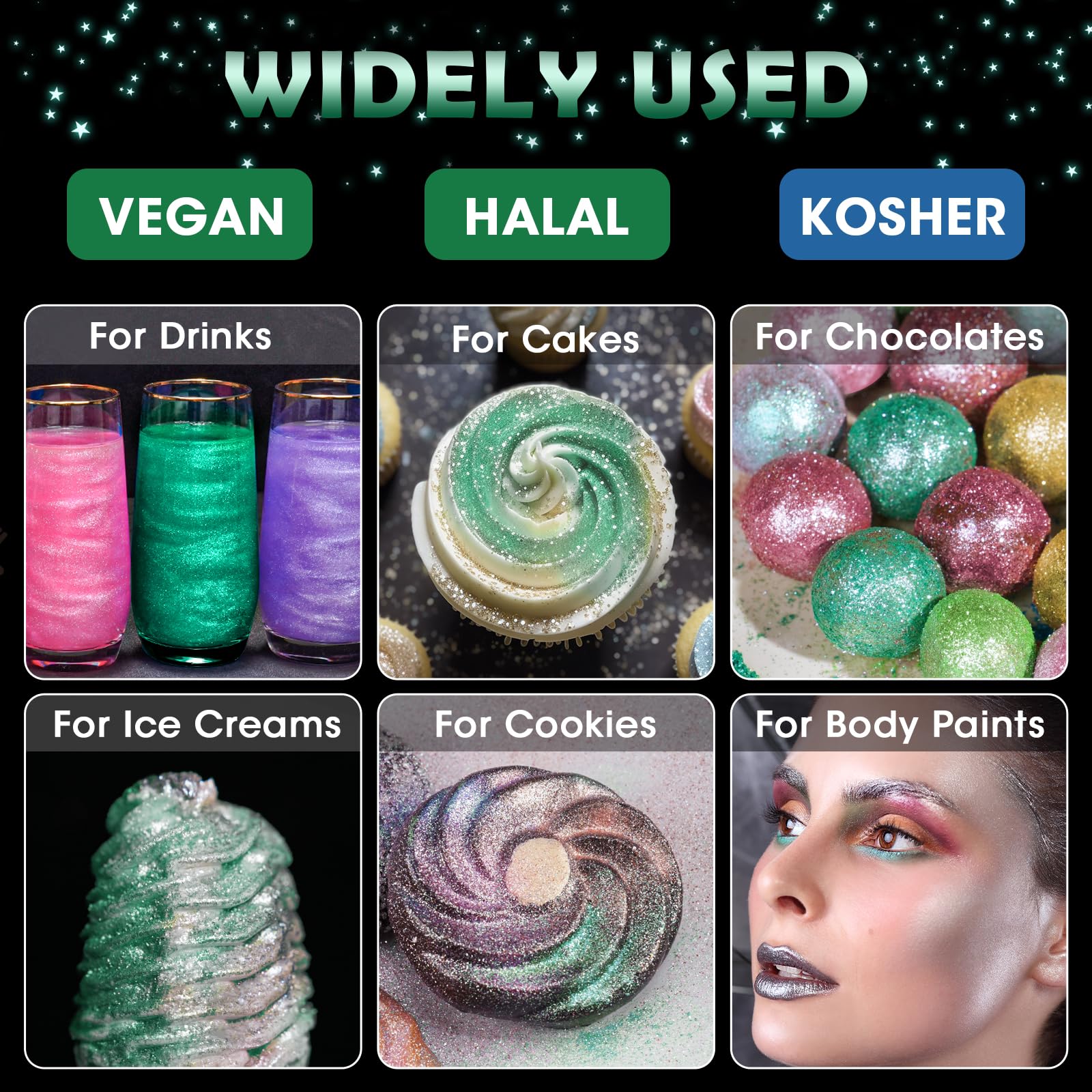 NiHome dark green glimmer powder adds cocktail sparkle for vibrant drinks